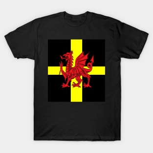 St Davids Cross And Welsh Dragon Rugby Design T-Shirt